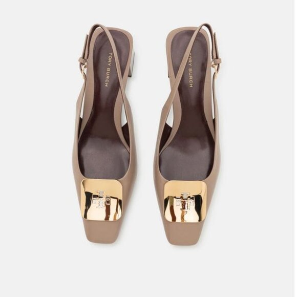 Brand New Tory Burch sz 9.5 GEORGIA SLINGBACK dark elk sandals 156479 - Picture 2 of 9